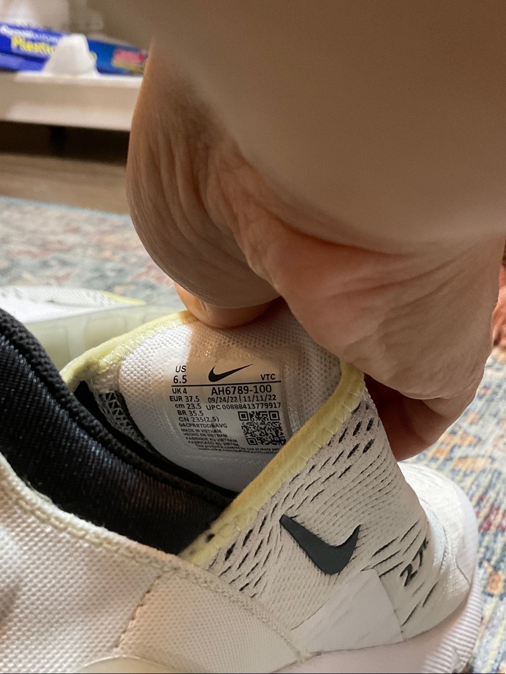 Nike White and Black Athletic Sneakers with Neon Yellow Accents - Picture 8 of 11